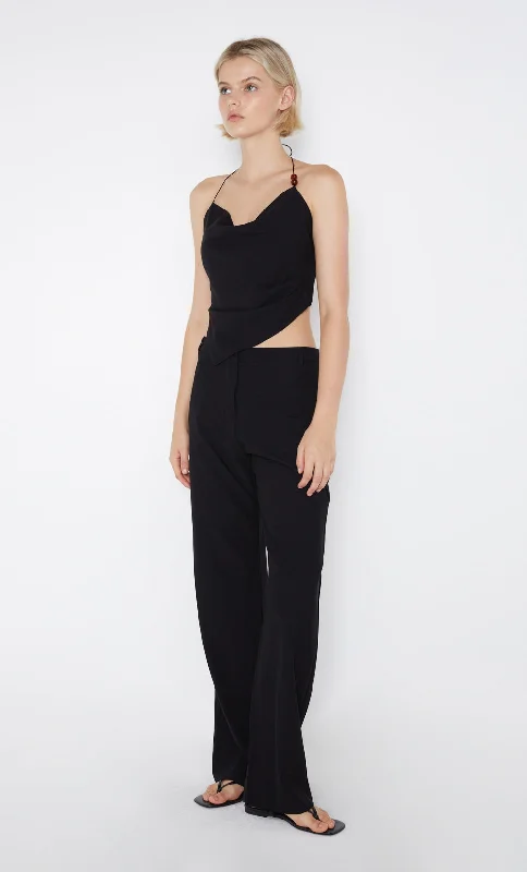 Trendy sports pants-DESIREE STRAIGHT LEG PANT - BLACK