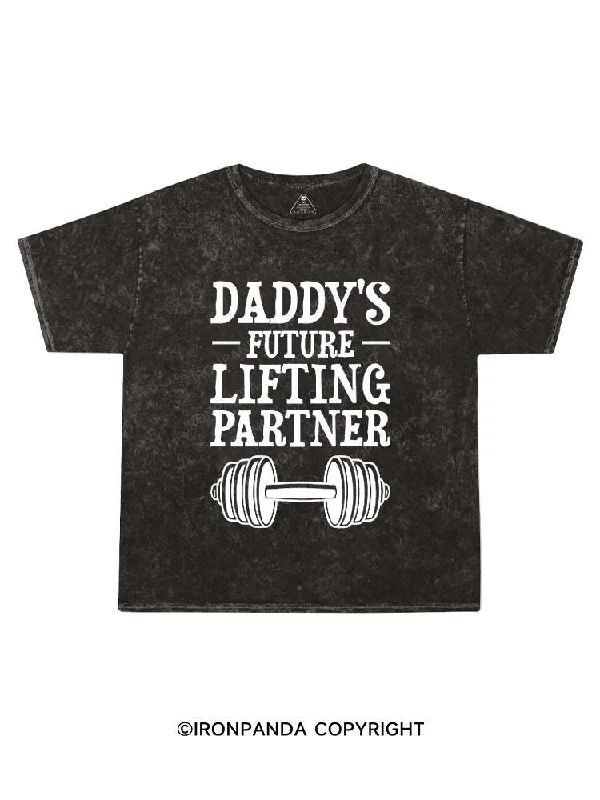 beach T-shirt-Daddy's Future Lifting Partner Kids Washed T-Shirt