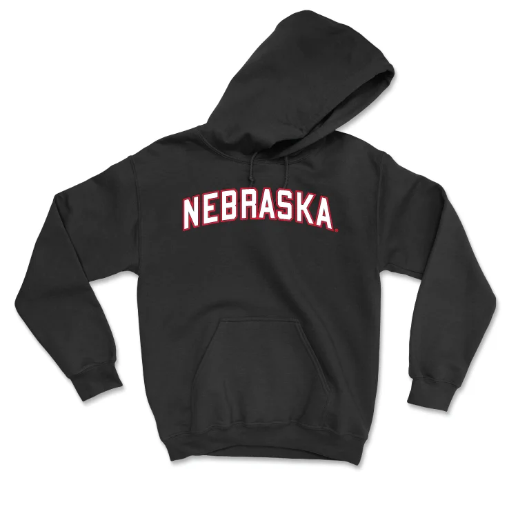 Sweat-wicking hoodie-Baseball Black Nebraska Hoodie  - Jalen Worthley