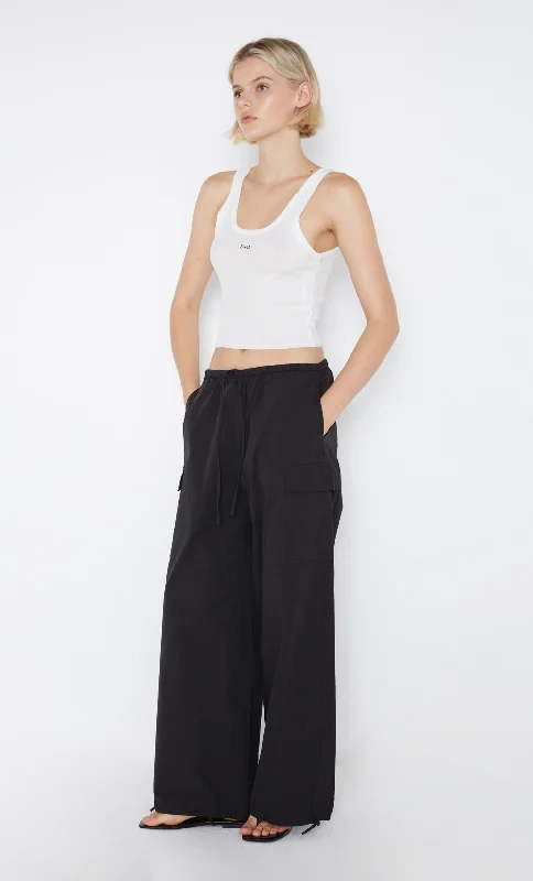 Silk pants-AIMEE CARGO PANT - BLACK