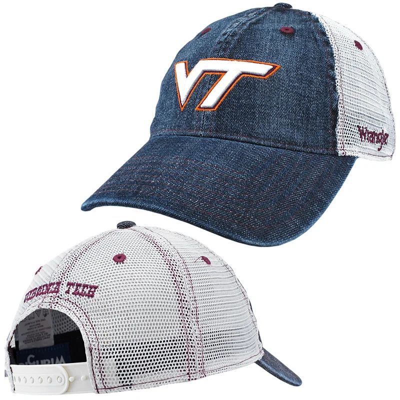 White hats-Virginia Tech Denim Trucker Hat by Wrangler