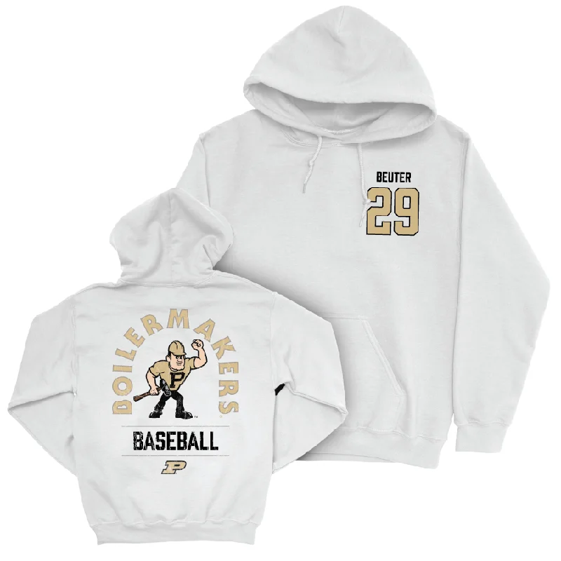 Heavyweight hoodie-Baseball White Mascot Hoodie     - Gavin Beuter