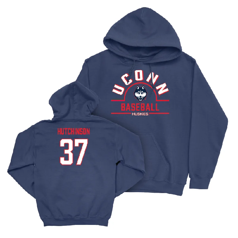 Wrinkle-free hoodie-UConn Baseball Arch Navy Hoodie  - Sam Hutchinson