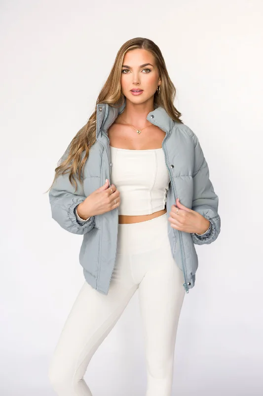 Trendy jacket-Jasmine Oversized Puffer Jacket in Iceberg