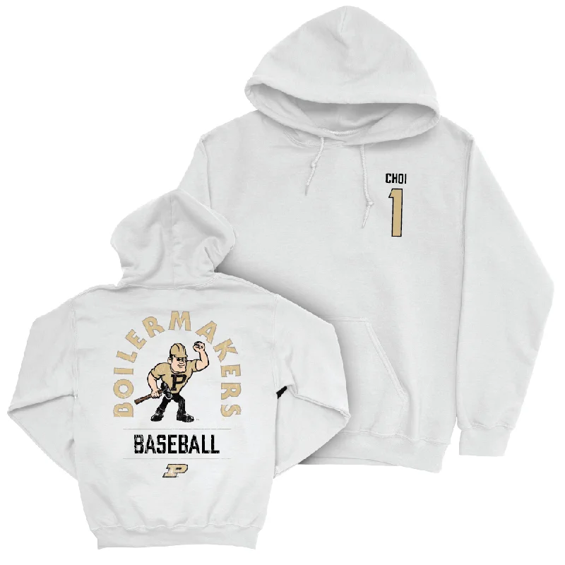 University hoodie-Baseball White Mascot Hoodie     - Albert Choi