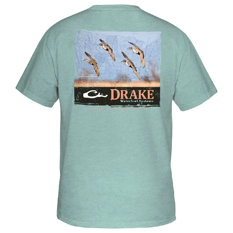 streetwear T-shirt-Drake Spring Map T-Shirt- Blue Grass