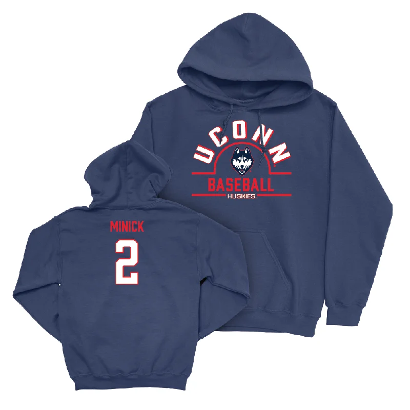 Backpack hoodie-UConn Baseball Arch Navy Hoodie - Tyler Minick | #32