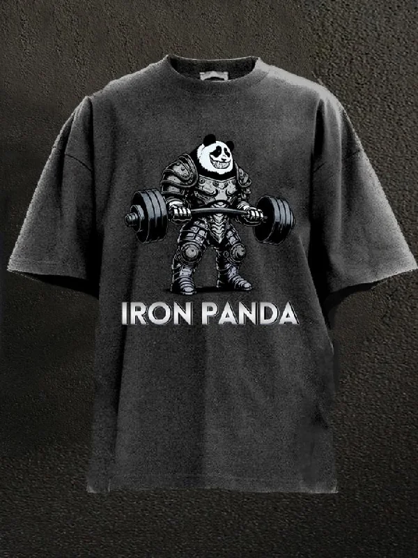 graphic design T-shirt-iron panda Washed Gym Shirt