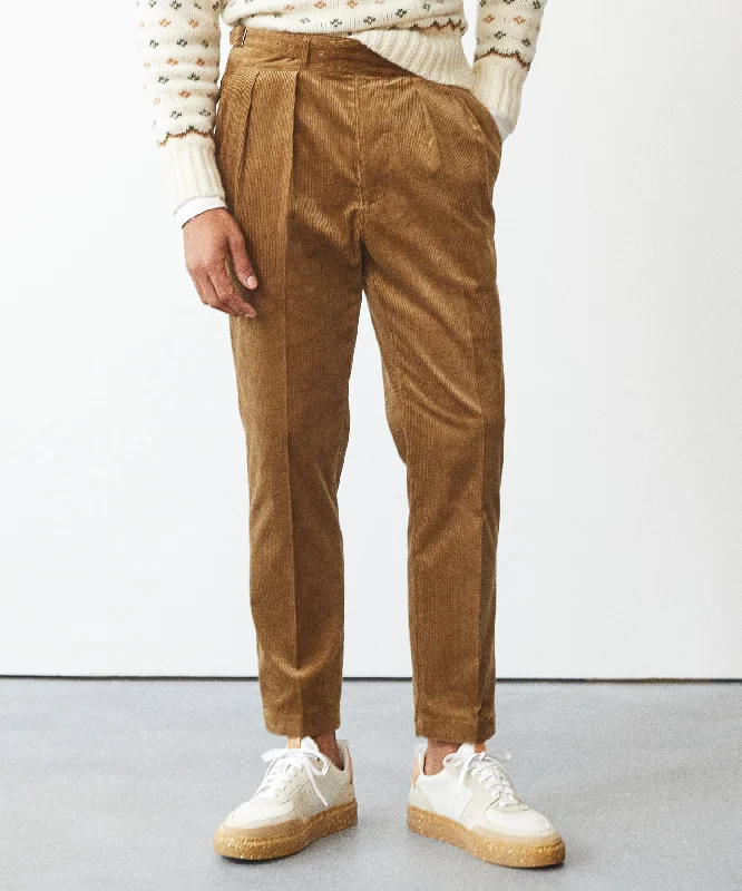 Fast-drying pants-Italian Corduroy Gurkha Trouser in Khaki