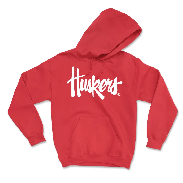 Fitted hoodie-Red Baseball Huskers Hoodie  - Jalen Worthley