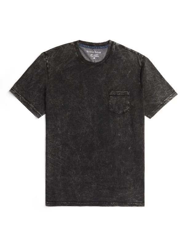 holiday graphic T-shirt-Black Acid Wash Crewneck Tee