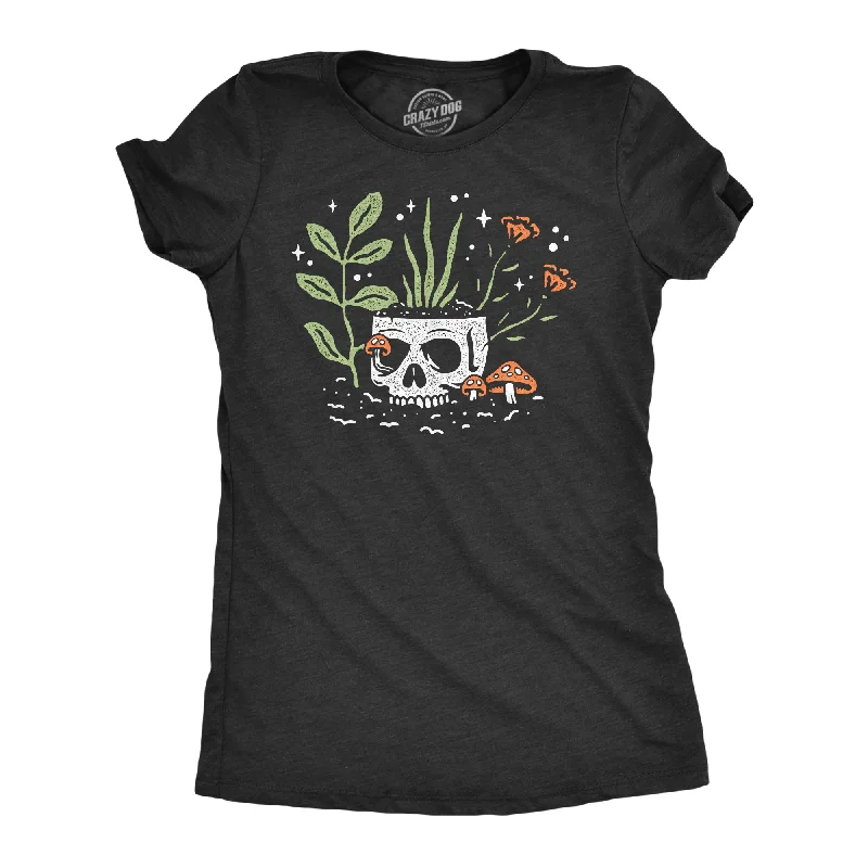 motivational quote T-shirt-Skull Flowers Women's T Shirt