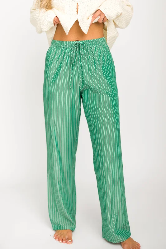 Casual denim pants-Gina Striped Boxer Pants in Green