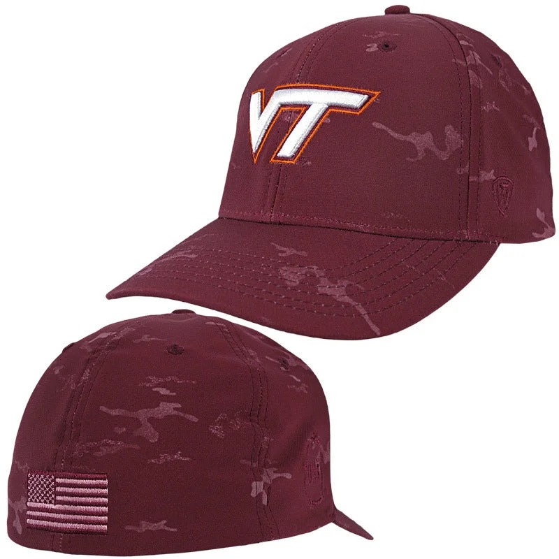 Lightweight hats-Virginia Tech OHT Camo OneFit: Maroon Hat by Top of the World