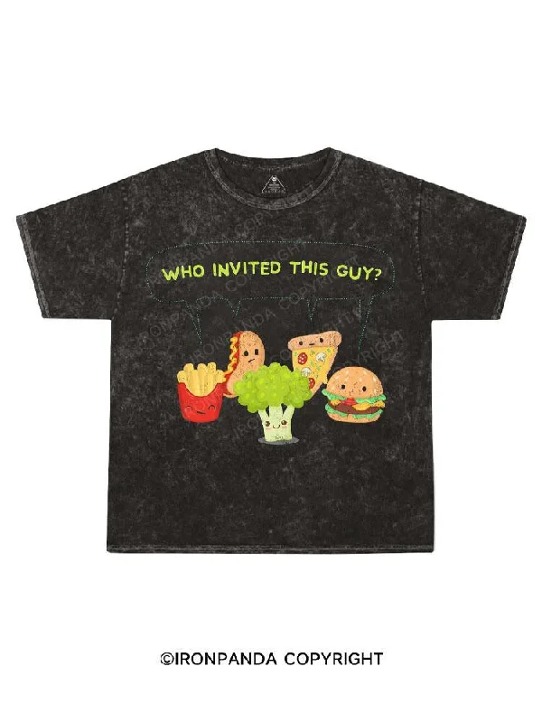 neon graphic T-shirt-WHO INVITED THIS GUY? Kids Washed T-Shirt