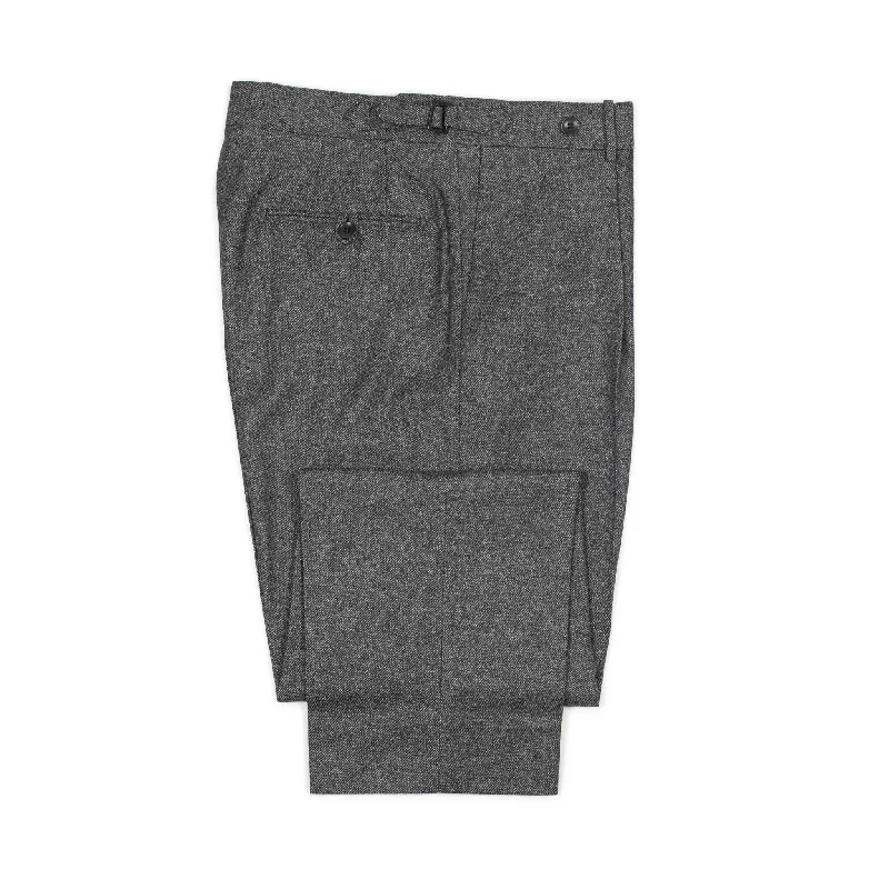 High-waisted pants-Westside side-tab high-rise wide tapered pleated trousers in grey melange wool twill (restock)