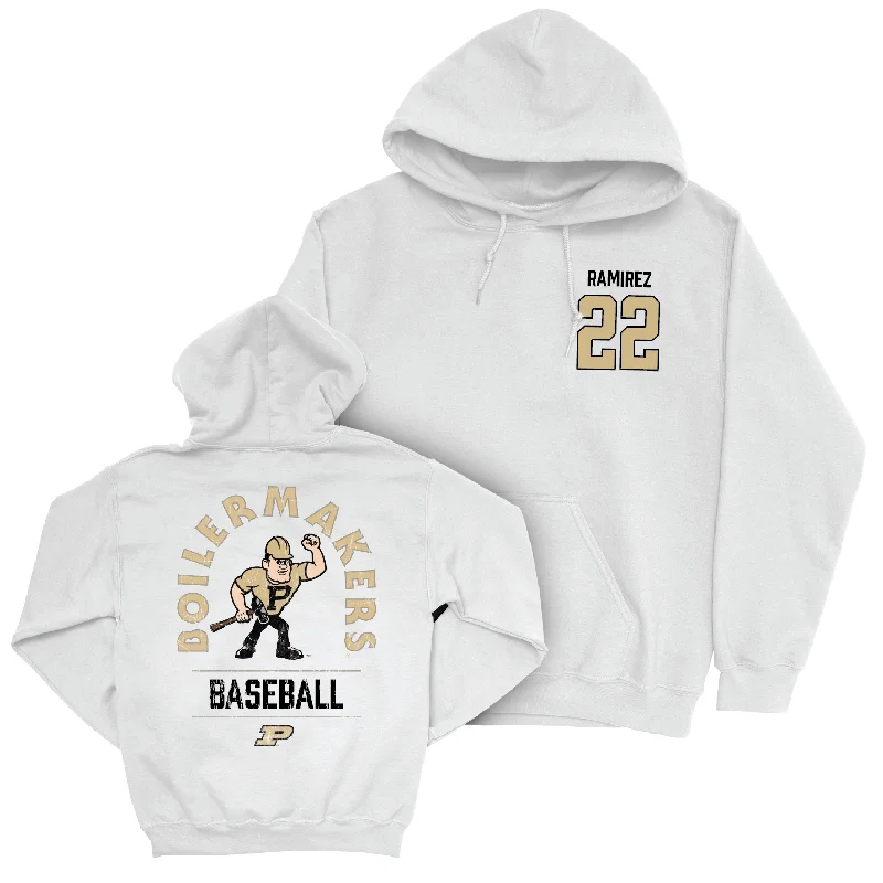 Sporty casual hoodie-Baseball White Mascot Hoodie - Steve Ramirez | #22