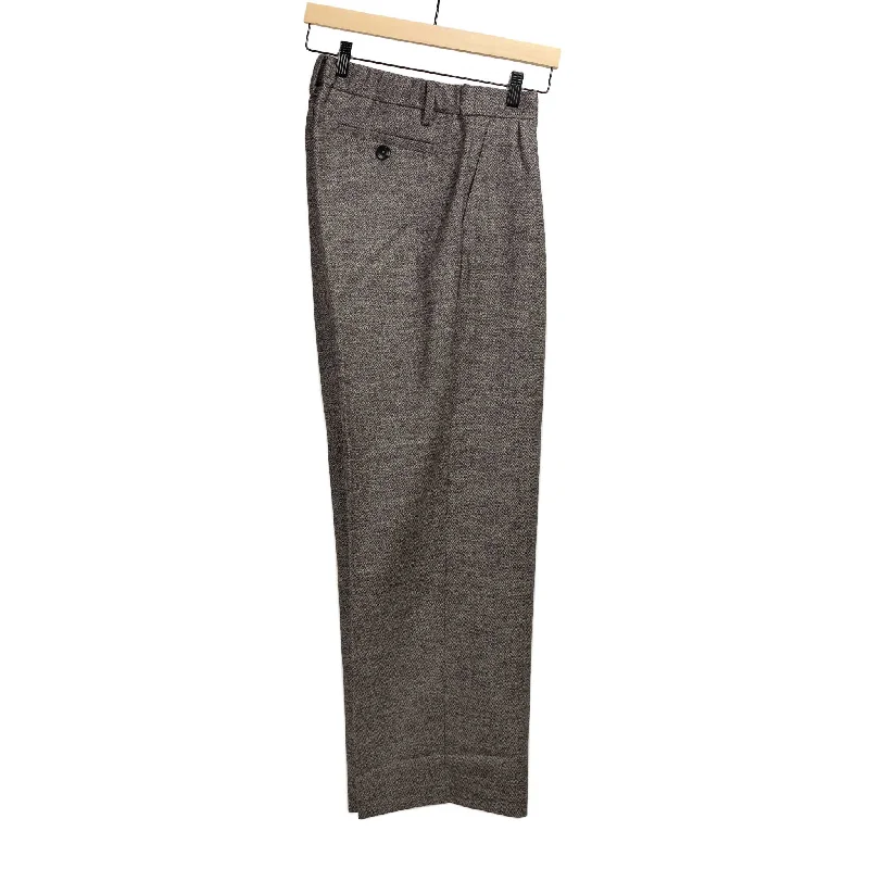 Balloon pants-Wide easy pants in dark brown and taupe wool herringbone