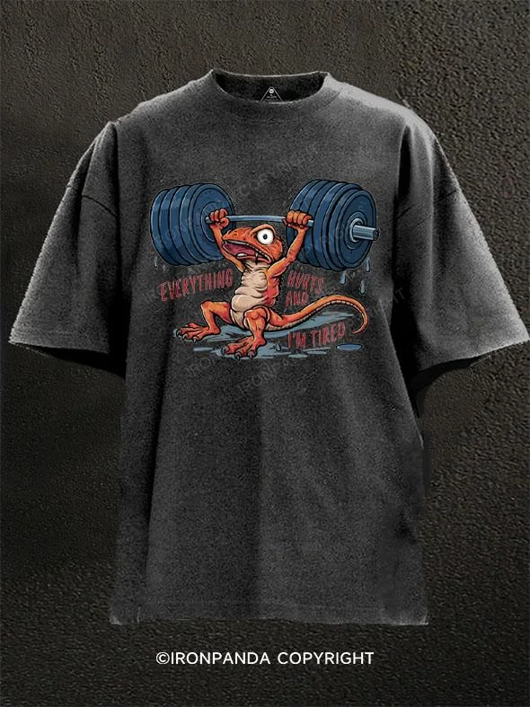 galaxy T-shirt-Funny Lizard I'm Tired Washed Gym Shirt