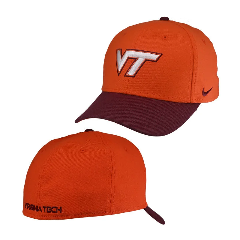 Windproof outdoor hats-Virginia Tech Colorblock Dri-FIT Stretch Flex Hat by Nike