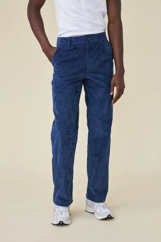 Retro loose pants-WIDE LEG CORDUROY TROUSER - DALLAS BLUE