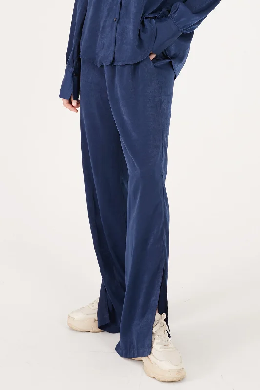 Winter pants-Rose Matte Satin Wide Leg Pants