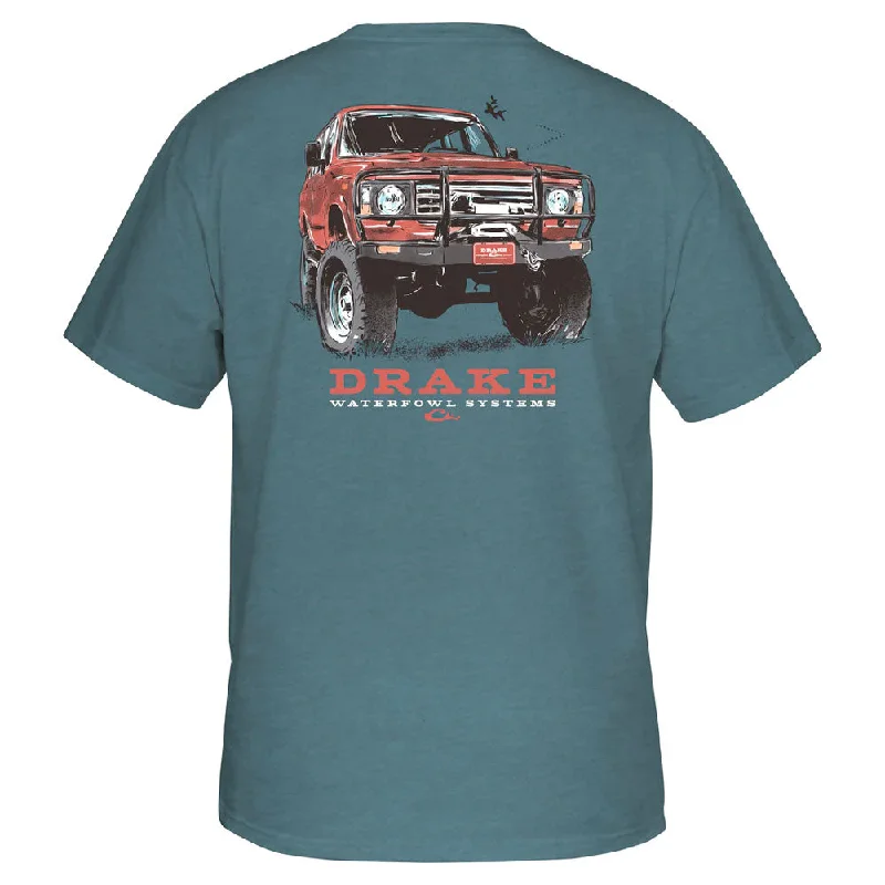 colorful T-shirt-Drake Red 4X4 Truck T-Shirt- Smoke Blue Heather