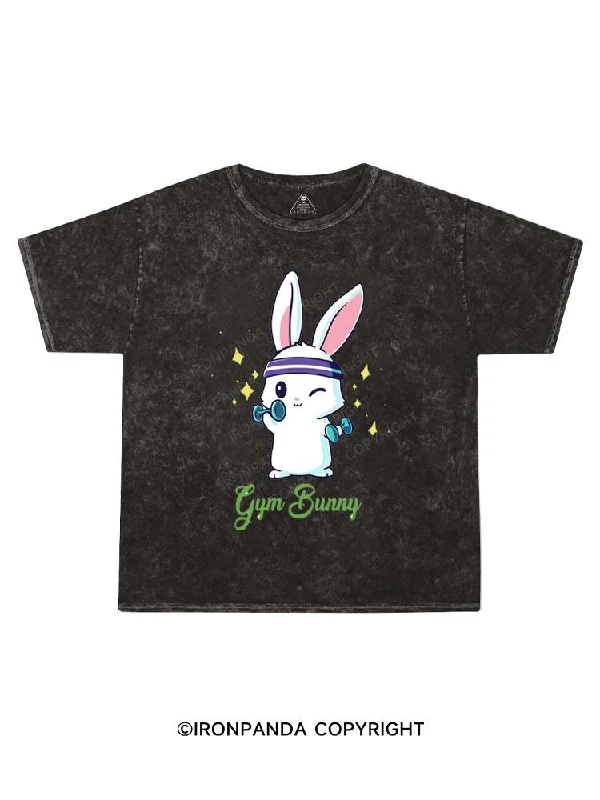 funny animal T-shirt-Gym Bunny Kids Washed T-Shirt