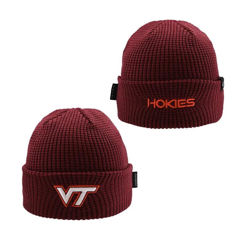 Cold weather winter hats-Virginia Tech Terra Waffle Beanie by Nike