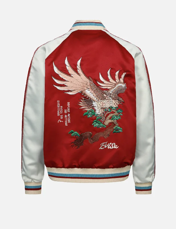 Classic style jacket-Eagle and Logo Embroidery Reversible Souvenir Jacket