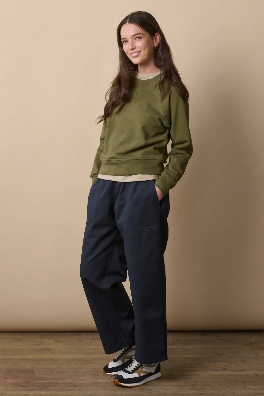 Trendy pants-Camerawoman Drawstring Tapered Cotton Canvas Trousers - Navy