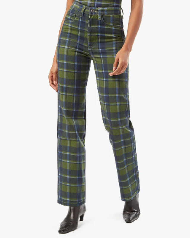 High-elastic pants-High Rise Classic Plaid Dad Jean