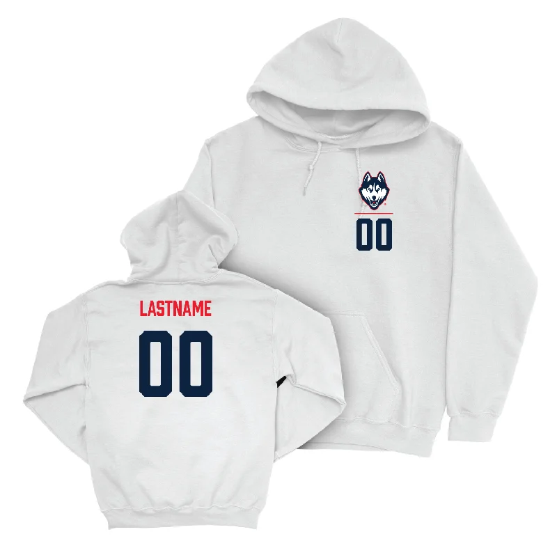 Soft fabric hoodie-UConn Baseball Logo White Hoodie  - Kieran Finnegan