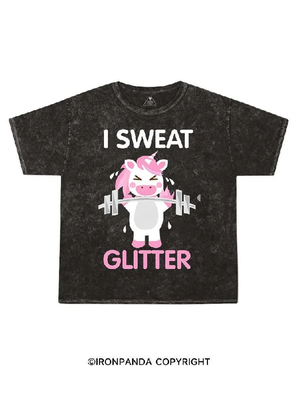 patriotic T-shirt-I Sweat Glitter Kids Washed T-Shirt