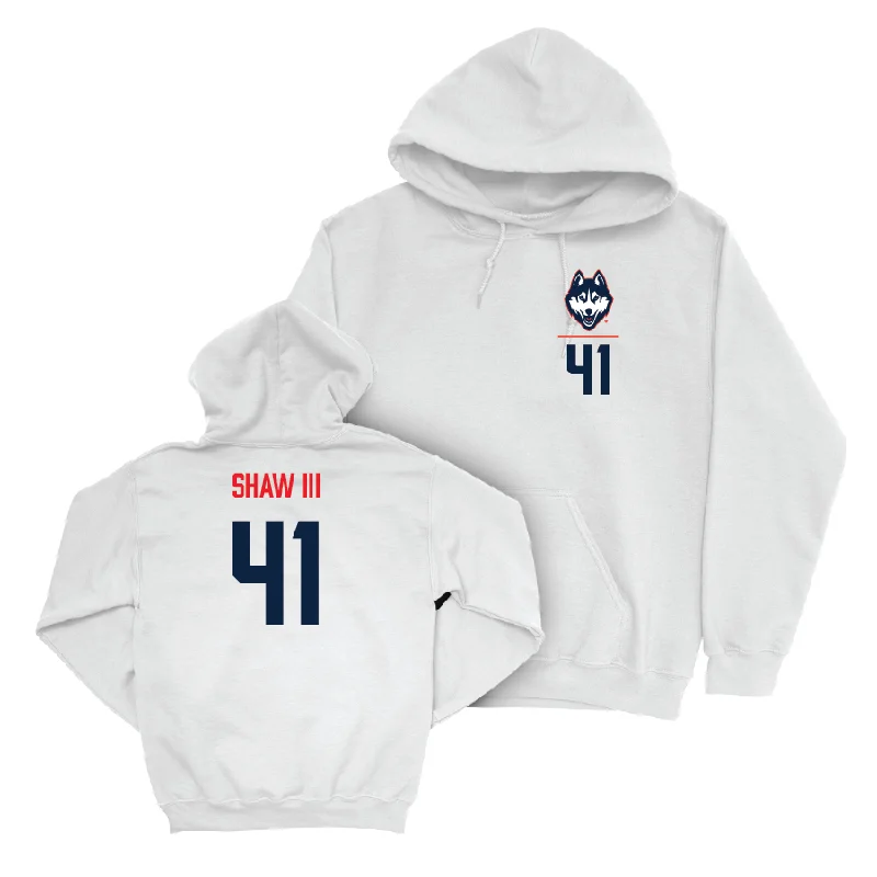 Cold weather hoodie-UConn Baseball Logo White Hoodie  - Gregory Shaw III