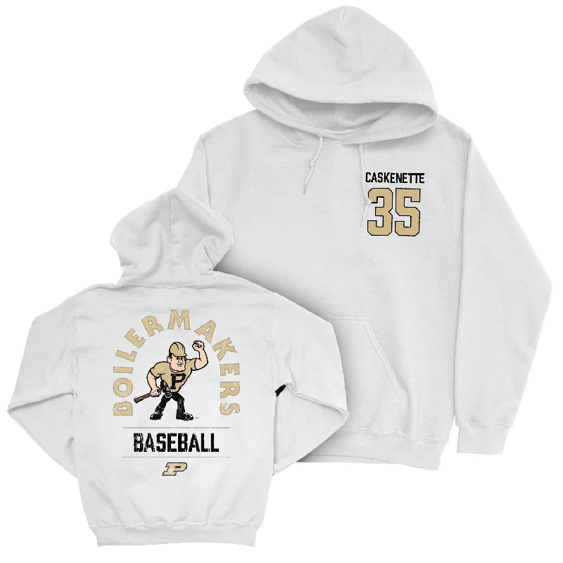 Sherpa hoodie-Baseball White Mascot Hoodie - Connor Caskenette | #35