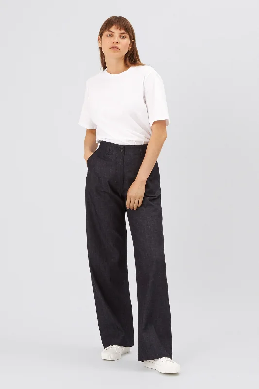 Pure cotton pants-Women's Work Trousers - Indigo Denim