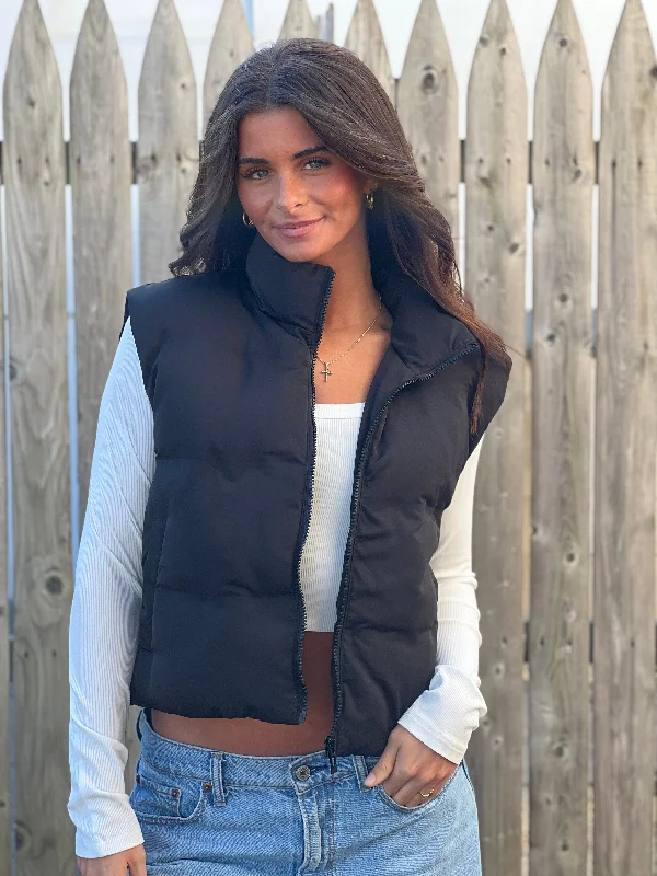 Winter down jacket-Cropped Puffer Vest