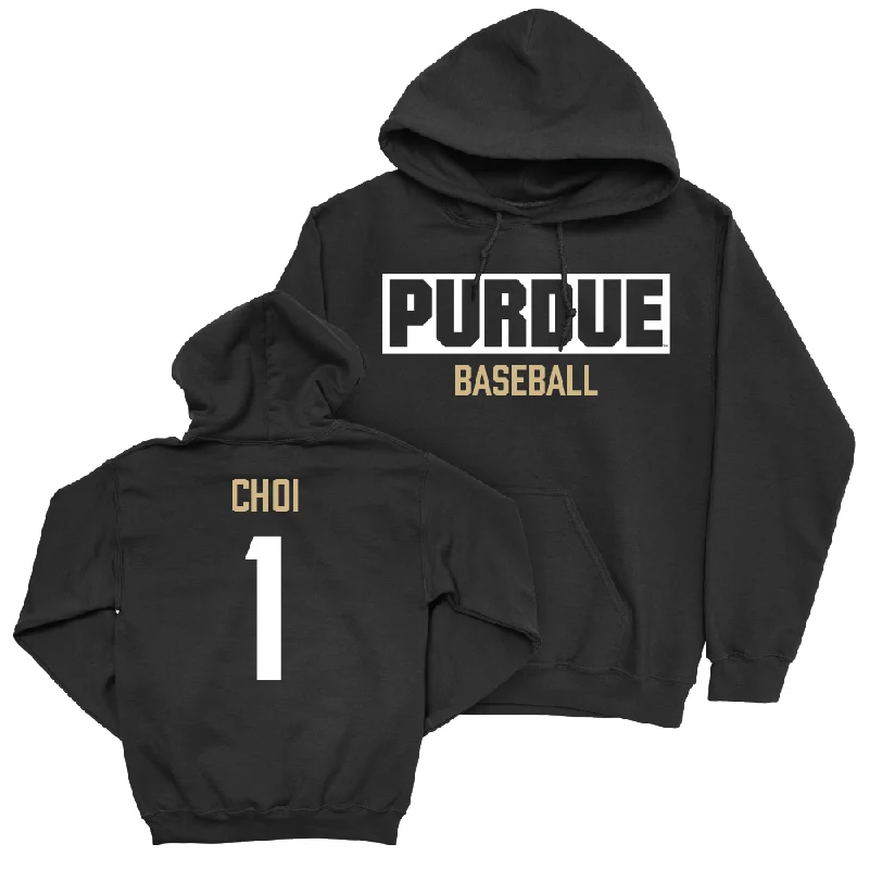 Relaxed fit hoodie-Baseball Black Staple Hoodie     - Albert Choi