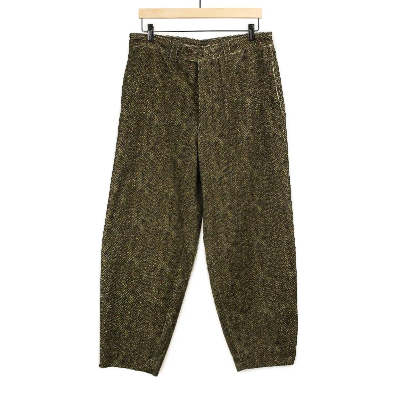 Waterproof pants-Pegtop pants in tweed screen printed cotton corduroy