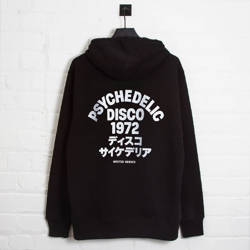 Zip-up hoodie-1972 Psychedelic Disco Back Print - Hood - Black