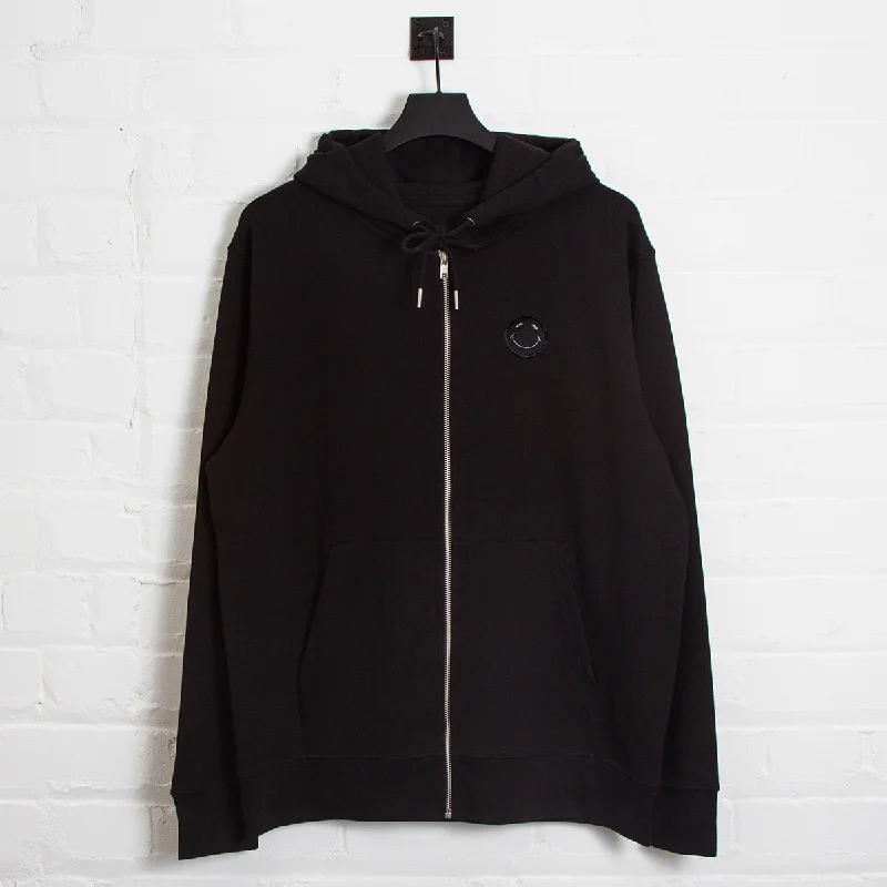 Easy-to-wear hoodie-BB Smiley Crest - Zipped Hood - Black