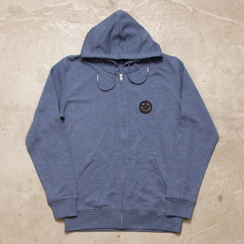 Long hoodie-BB Smiley Crest - Zipped Hood - Blue