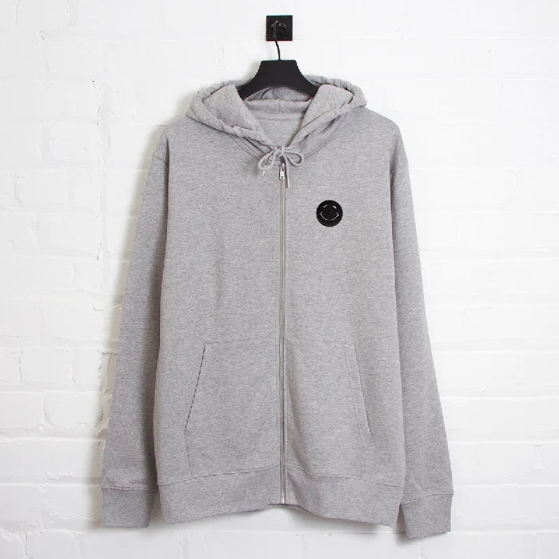 Slim fit hoodie-BB Smiley Crest - Zipped Hood - Grey