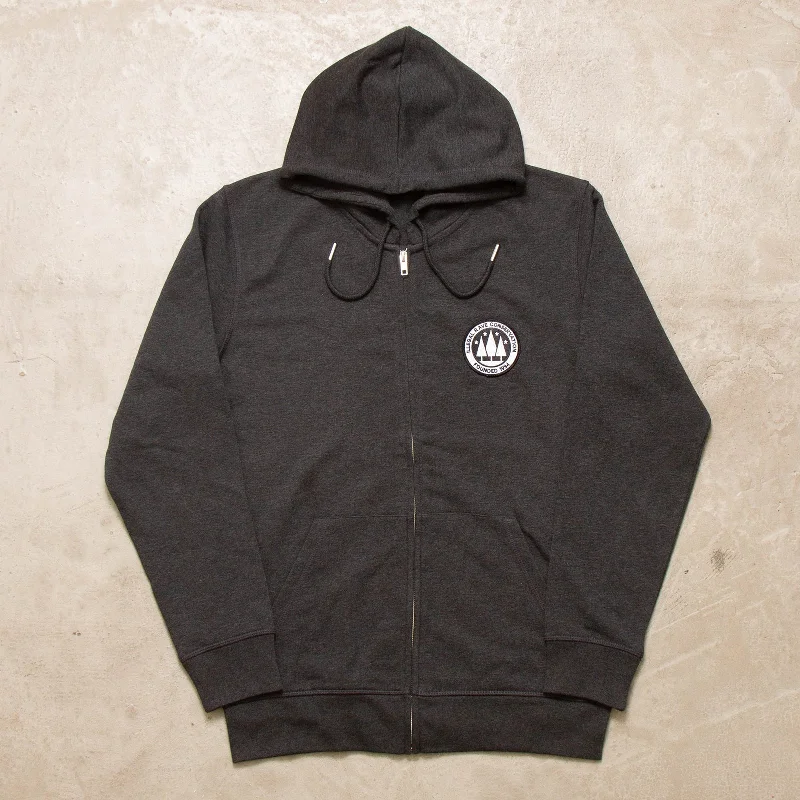 Soft fabric hoodie-Illegal Rave Conservation Crest - Zipped Hood - Anthracite