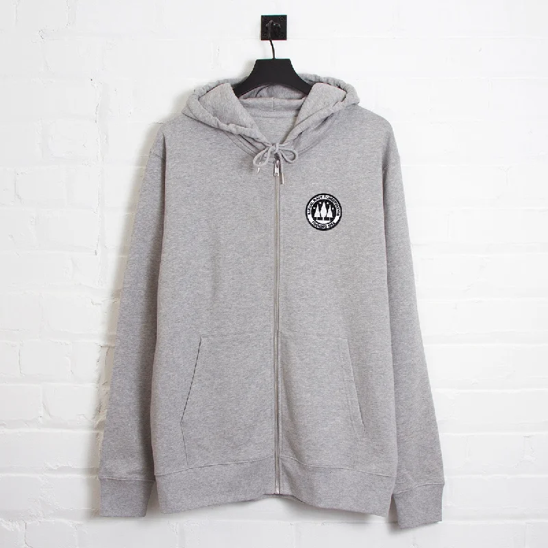 Loose fit hoodie-Illegal Rave Crest - Zipped Hood - Grey