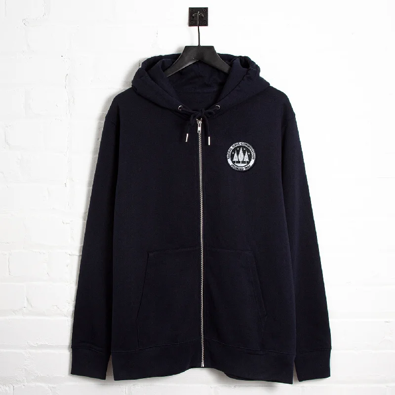 Unique design hoodie-Illegal Rave Crest - Zipped Hood - Navy