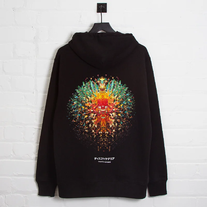 Fleece hoodie-Orb 021 Disco Psychedelia - Pullover Hood - Black