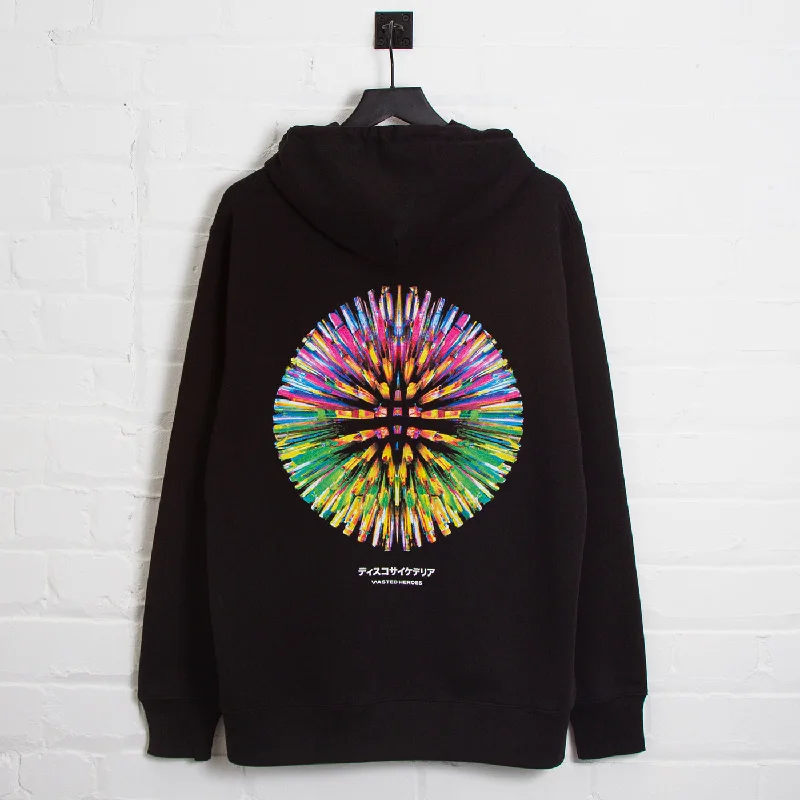 Sports casual hoodie-Orb 031 Disco Psychedelia - Pullover Hood - Black