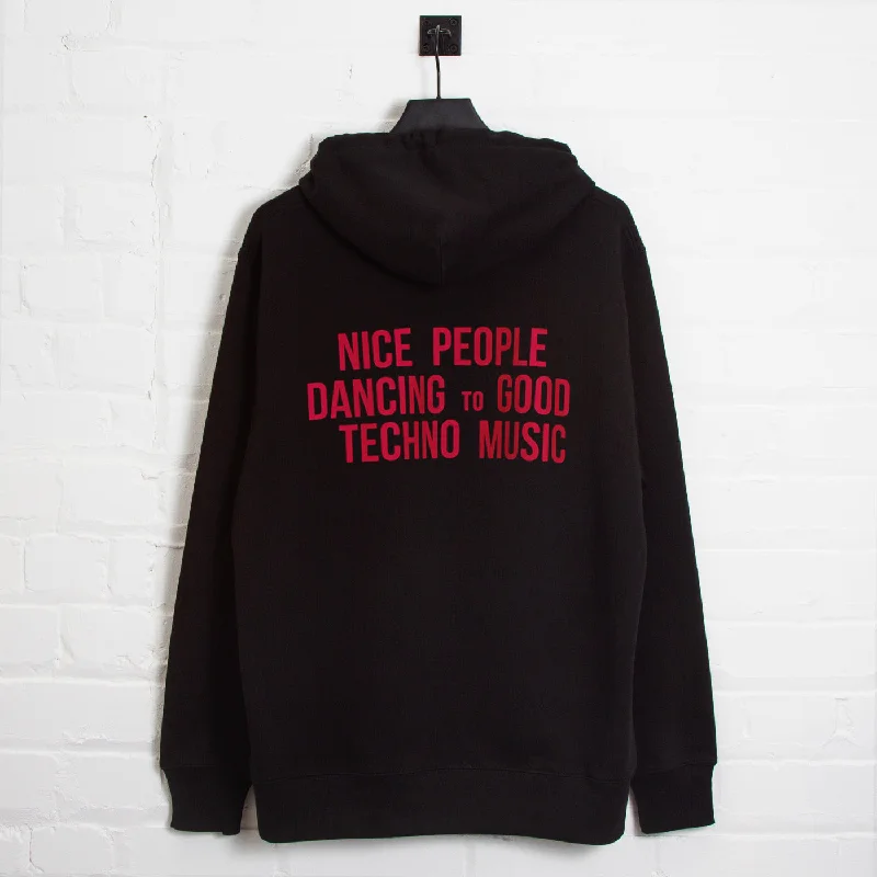 Stylish hoodie-Peoples Techno Back Print- Pullover Hood - Black